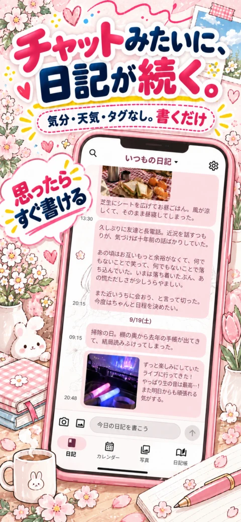 メッセージを送るように思い立った瞬間に書けることを紹介するストア画像