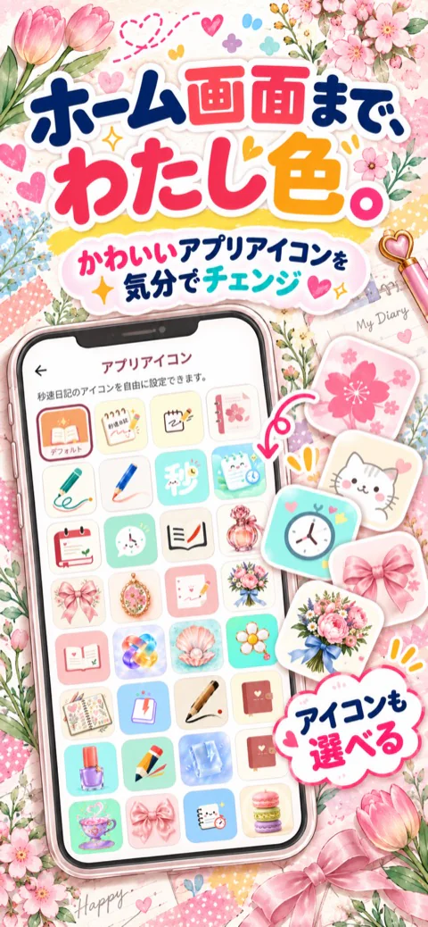 アプリアイコンを選べることを紹介するストア画像